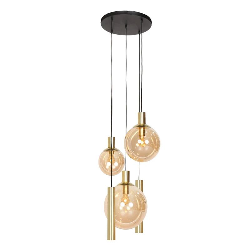 Steinhauer Bollique New Hanglamp | 3x E27 + 2x GU10 | Dimbaar | Messing