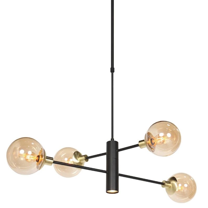 Steinhauer Constellation Hanglamp | 4x E14 + 1x GU10 | Dimbaar | Messing