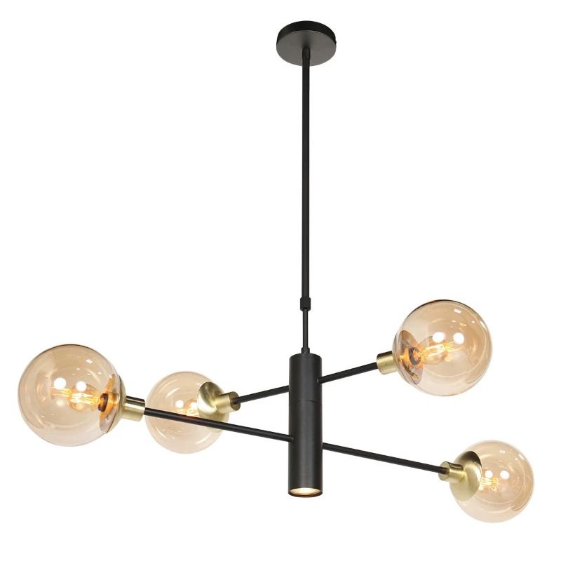 Steinhauer Constellation Hanglamp | 4x E14 + 1x GU10 | Dimbaar | Messing