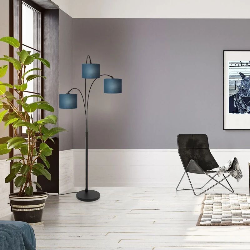 Steinhauer Sparkled Light LED Vloerlamp | 3x E27 40W | Dimbaar | Blauw/Zwart