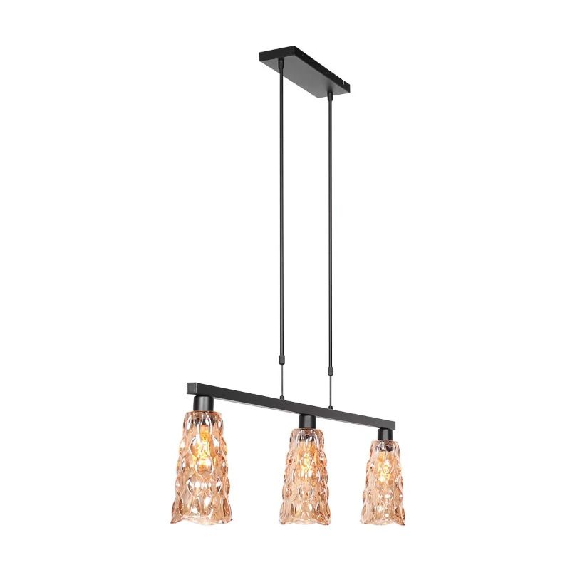 Steinhauer Vidrio LED Hanglamp | 3x E27 40W | Dimbaar | Amberkleurig/Zwart