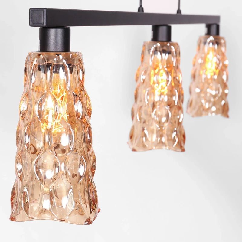 Steinhauer Vidrio LED Hanglamp | 3x E27 40W | Dimbaar | Amberkleurig/Zwart