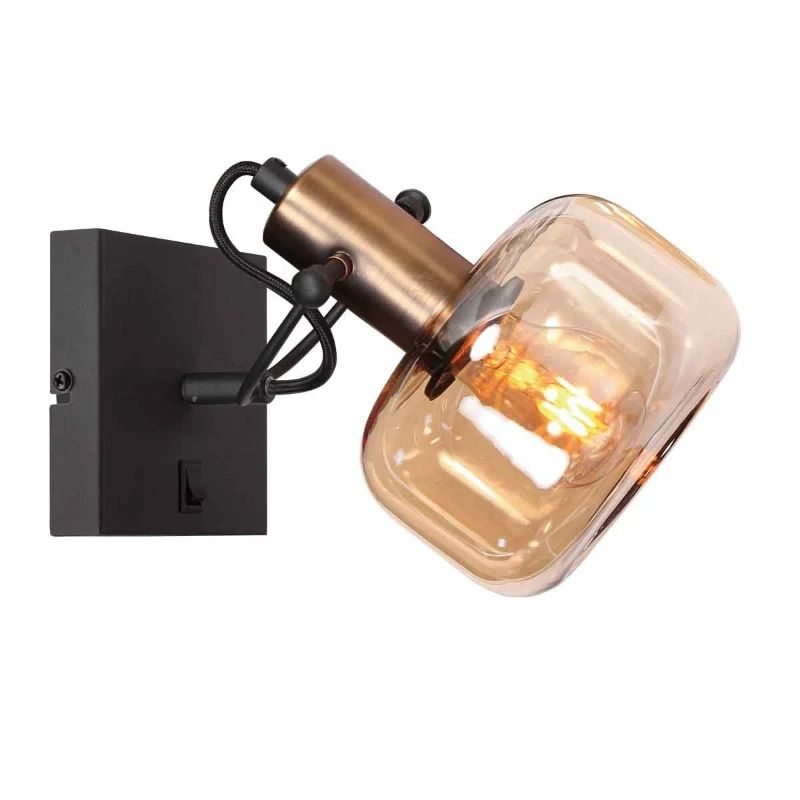 Steinhauer Glaslic LED Wandlamp | 1x E27 40W | Dimbaar | Brons/Zwart