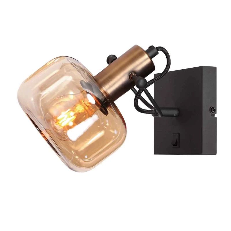 Steinhauer Glaslic LED Wandlamp | 1x E27 40W | Dimbaar | Brons/Zwart