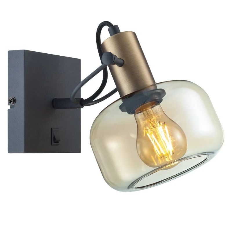 Steinhauer Glaslic LED Wandlamp | 1x E27 40W | Dimbaar | Brons/Zwart