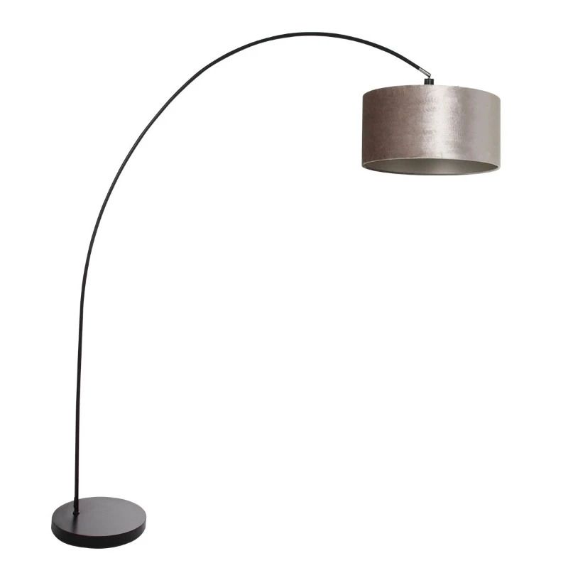 Mexlite Solva LED Staande Booglamp | 1x E27 40W | Dimbaar | Zilver/Zwart