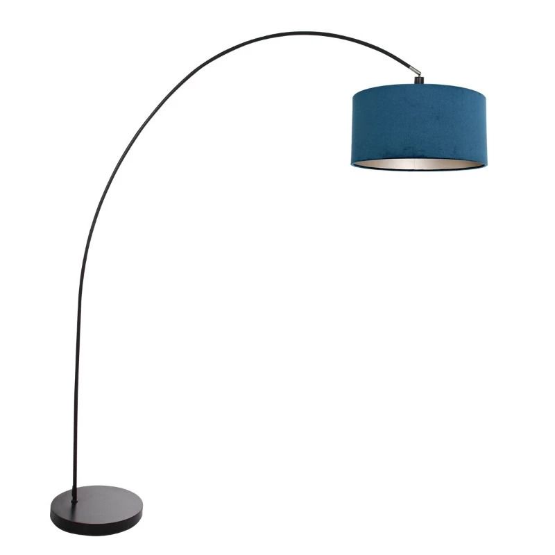 Mexlite Solva LED Staande Booglamp | 1x E27 40W | Dimbaar | Blauw/Zwart