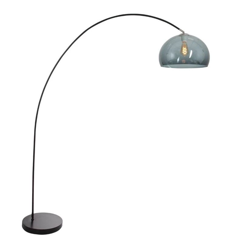 Mexlite Solva LED Staande Booglamp | 1x E27 40W | Dimbaar | Smoke glas/Zwart