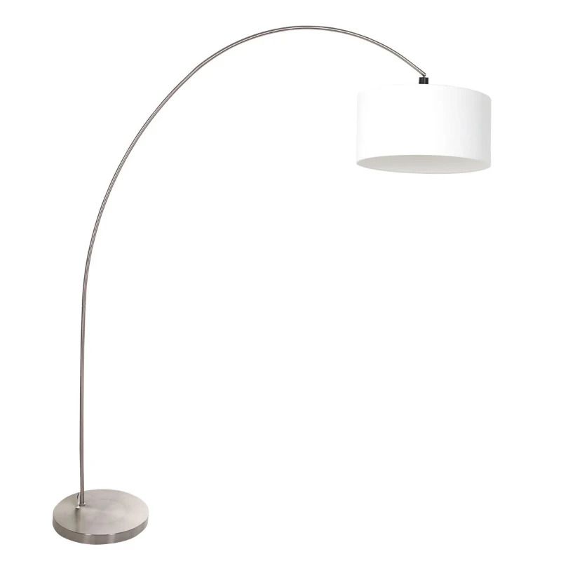 Mexlite Solva LED Staande Booglamp | 1x E27 40W | Dimbaar | Staal/Wit
