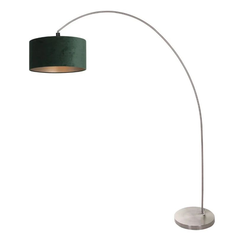 Mexlite Solva LED Staande Booglamp | 1x E27 40W | Dimbaar | Groen/Staal