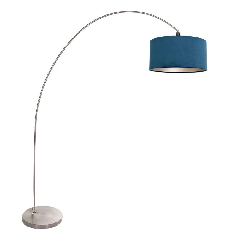 Mexlite Solva LED Staande Booglamp | 1x E27 40W | Dimbaar | Blauw/Staal
