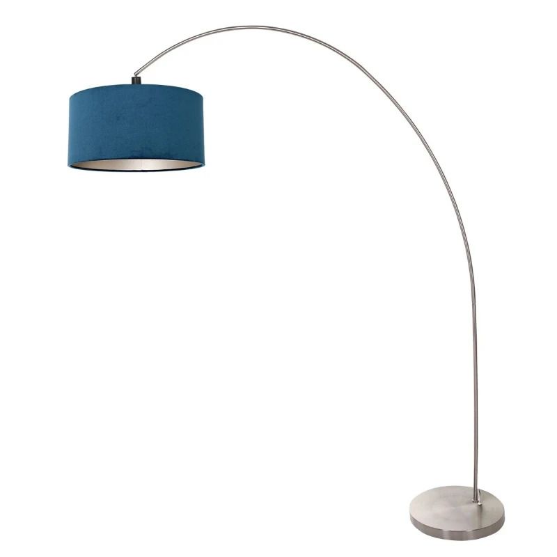 Mexlite Solva LED Staande Booglamp | 1x E27 40W | Dimbaar | Blauw/Staal