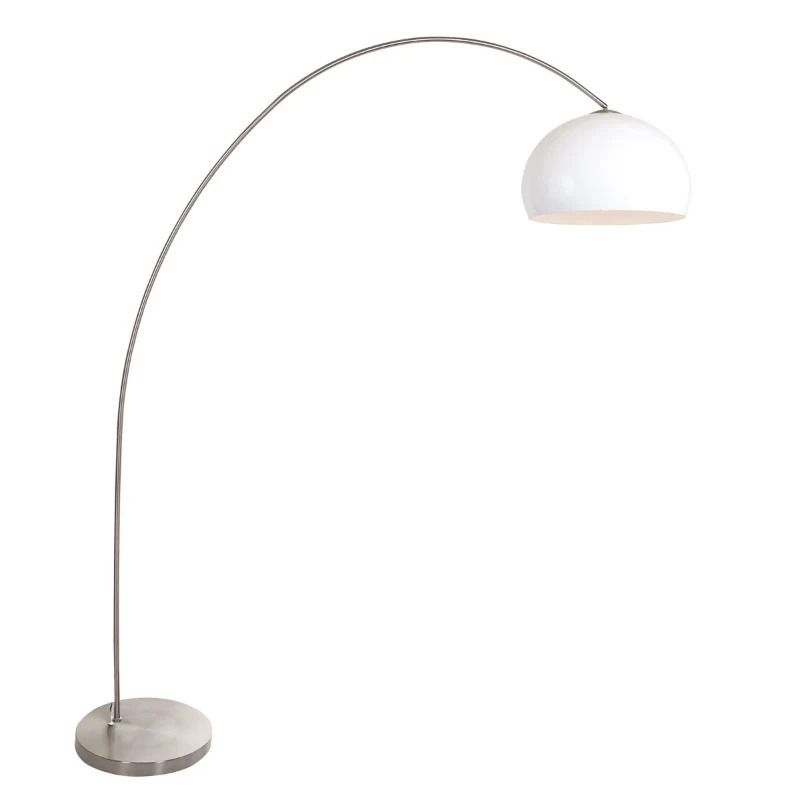 Mexlite Solva LED Staande Booglamp | 1x E27 40W | Dimbaar | Staal/Wit
