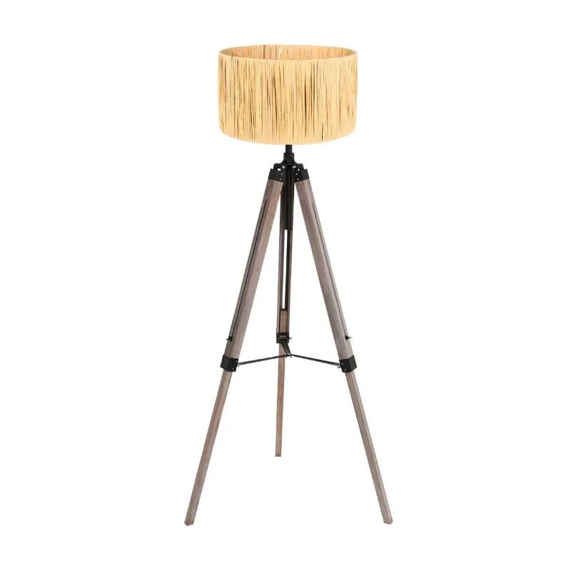 Mexlite Triek LED Vloerlamp | 1x E27 40W | Dimbaar | Hout/Naturel/Zwart