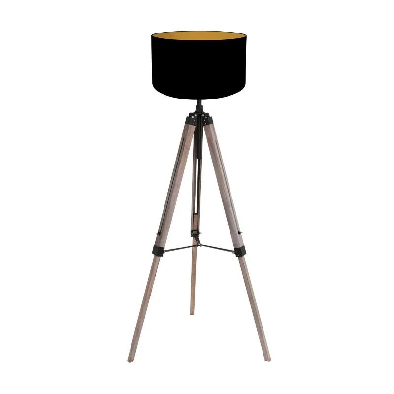 Mexlite Triek LED Vloerlamp | 1x E27 40W | Dimbaar | Hout/Zwart