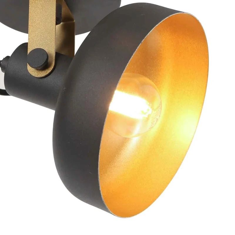 Mexlite Prato LED Wandlamp | 1x E14 40W | Dimbaar | Goud/Zwart