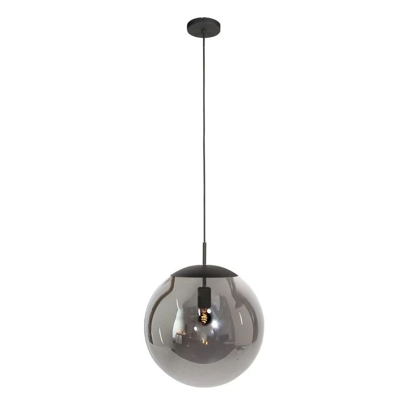 Steinhauer Bollique LED Hanglamp | 1x E27 40W | Dimbaar | Smoke glas/Zwart
