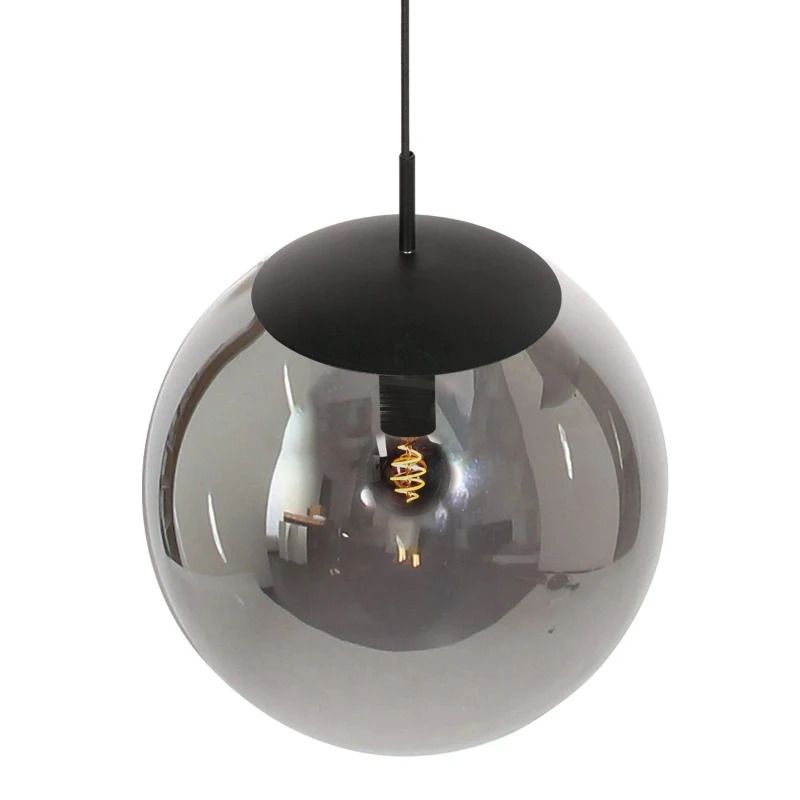 Steinhauer Bollique LED Hanglamp | 1x E27 40W | Dimbaar | Smoke glas/Zwart