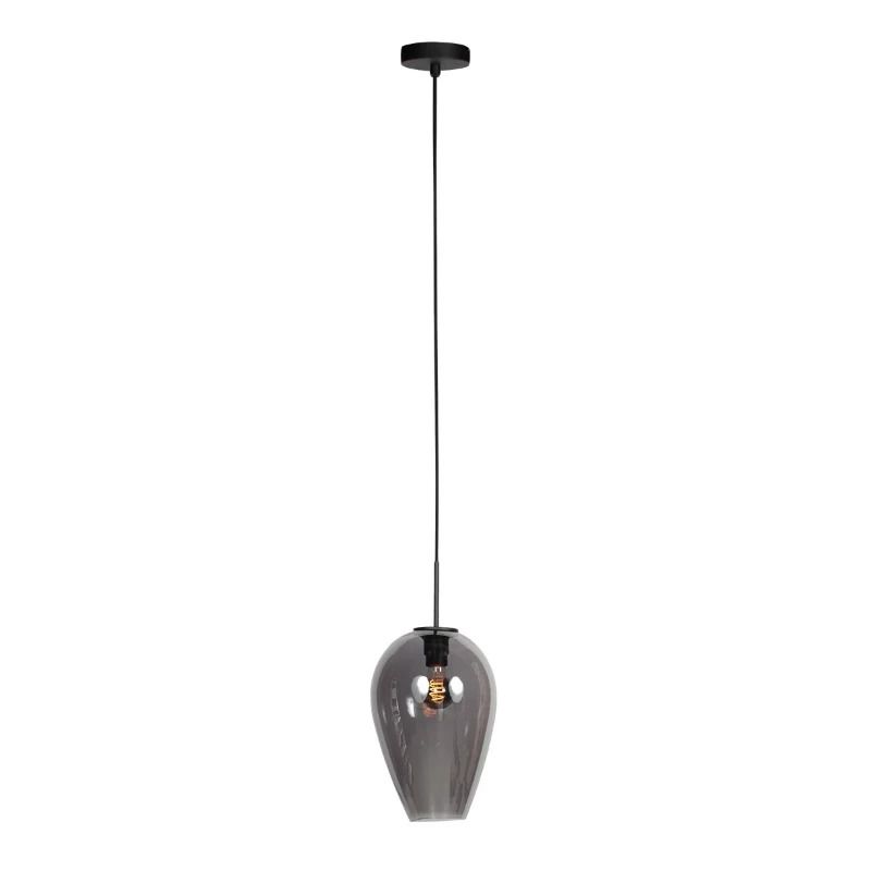 Mexlite Drovia LED Hanglamp | 1x E27 40W | Dimbaar | Smoke glas/Zwart
