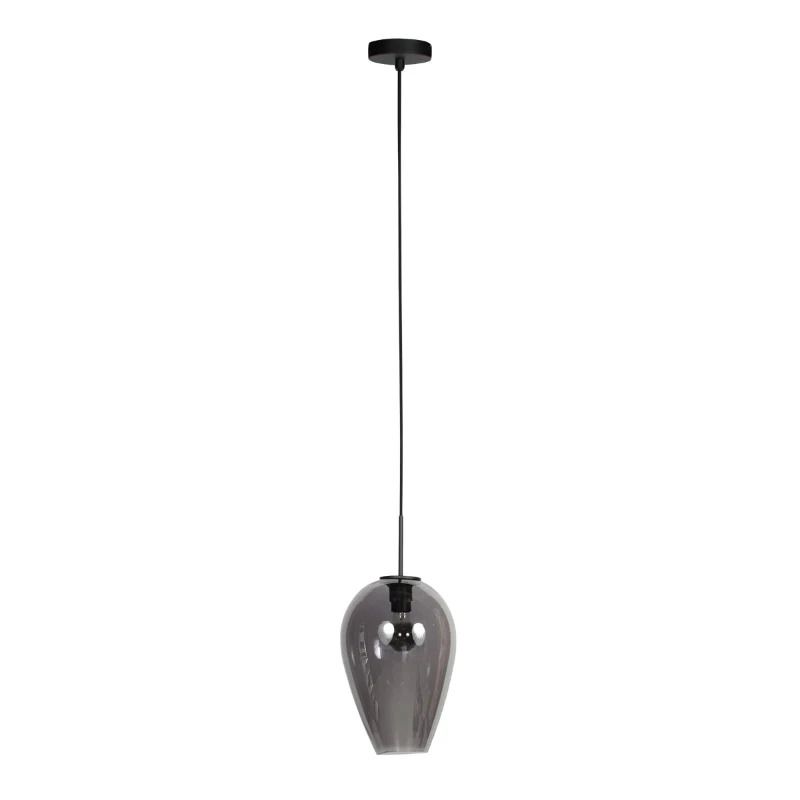Mexlite Drovia LED Hanglamp | 1x E27 40W | Dimbaar | Smoke glas/Zwart