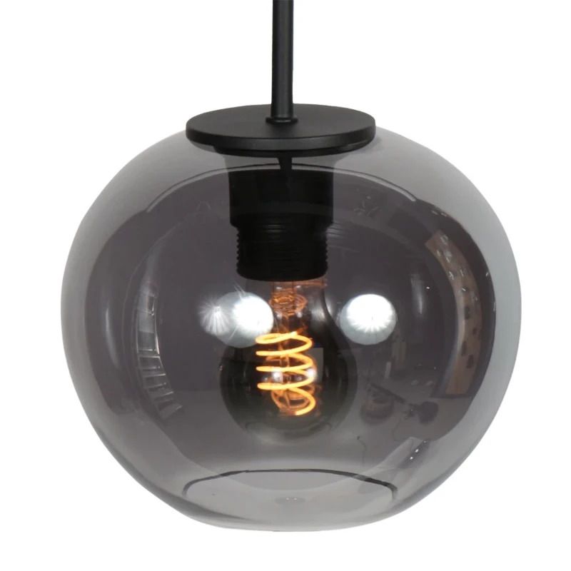 Mexlite Sferio LED Hanglamp | 1x E27 40W | Dimbaar | Smoke glas/Zwart