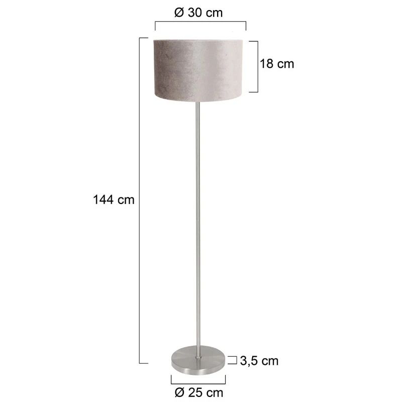 Mexlite Noor LED Vloerlamp | 1x E27 40W | Grijs/Staal