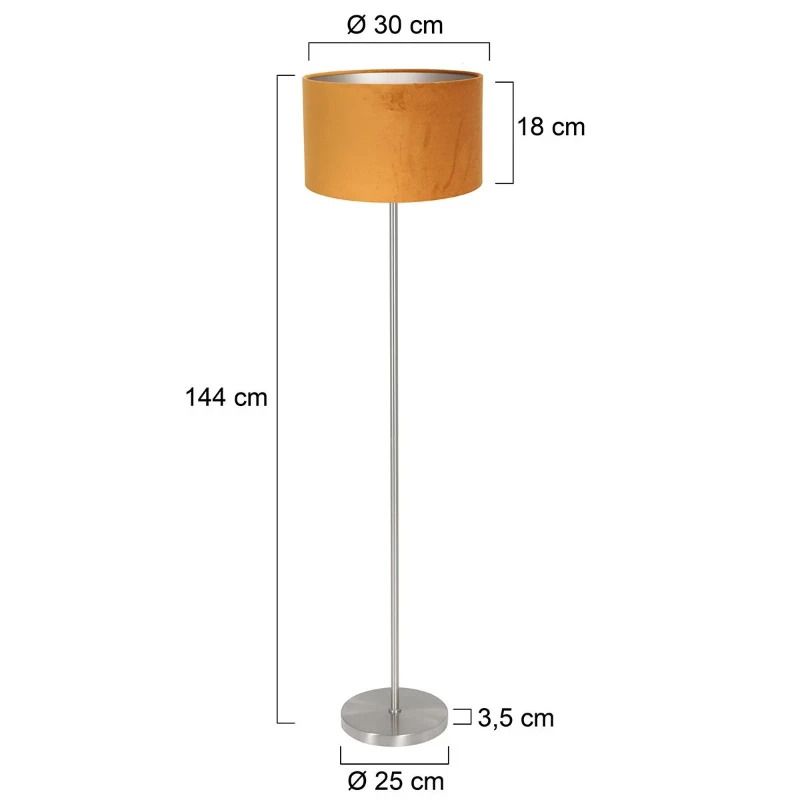 Mexlite Noor LED Vloerlamp | 1x E27 40W | Staal