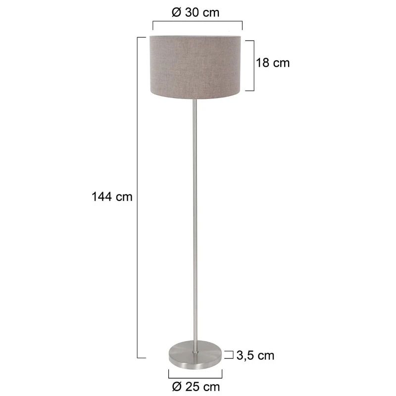 Mexlite Noor LED Vloerlamp | 1x E27 40W | Staal