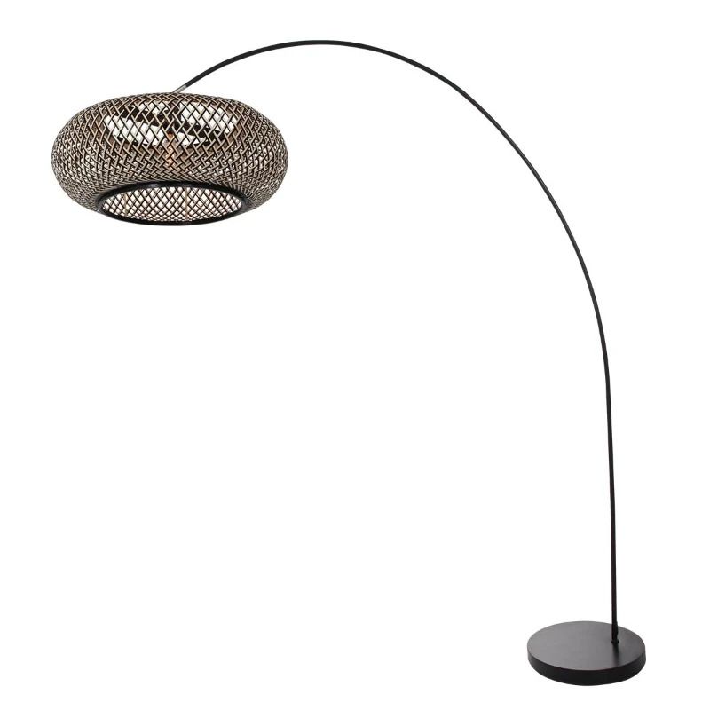 Mexlite Solva LED Staande Booglamp | 1x E27 | Zwart