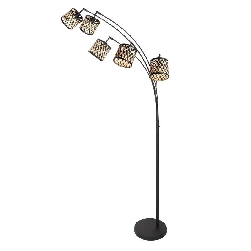 Mexlite Sumba LED Vloerlamp | 5x E14 40W | Dimbaar | Zwart