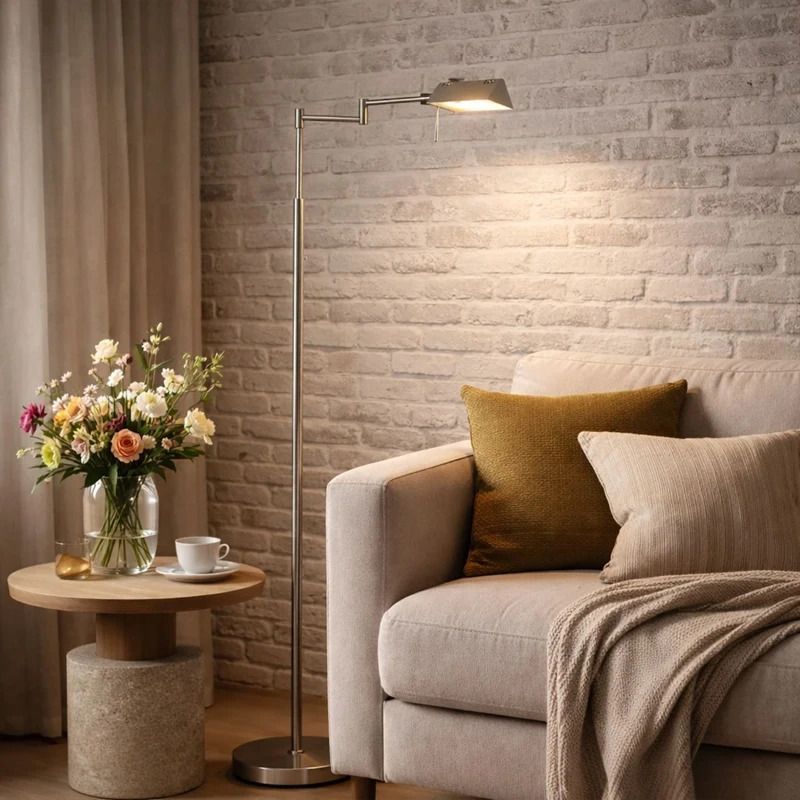 Mexlite GlowGo LED Staande Leeslamp | 6W 2700K 550lm 927 | Dimbaar | Staal