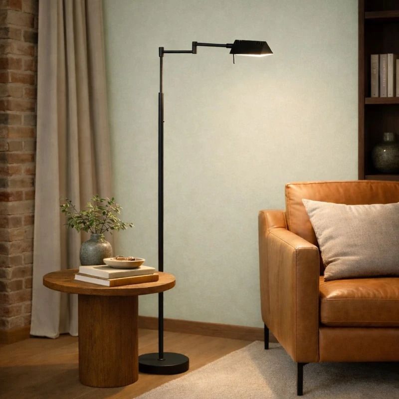Mexlite GlowGo LED Staande Leeslamp | 6W 2700K 550lm 927 | Dimbaar | Zwart