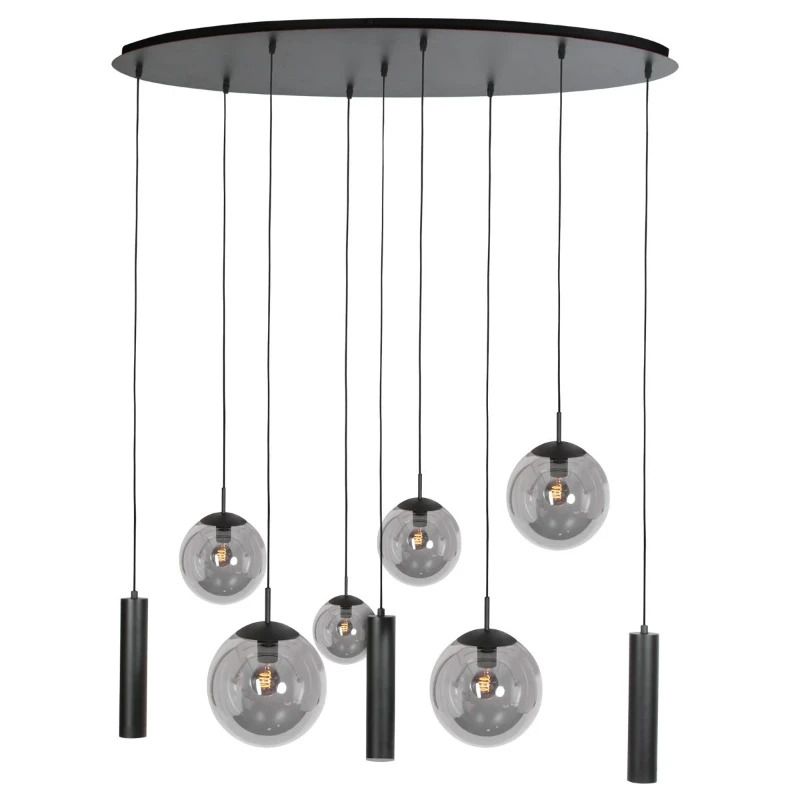 Steinhauer Bollique Hanglamp | 6x E27 + 3x GU10 | Dimbaar | Zwart