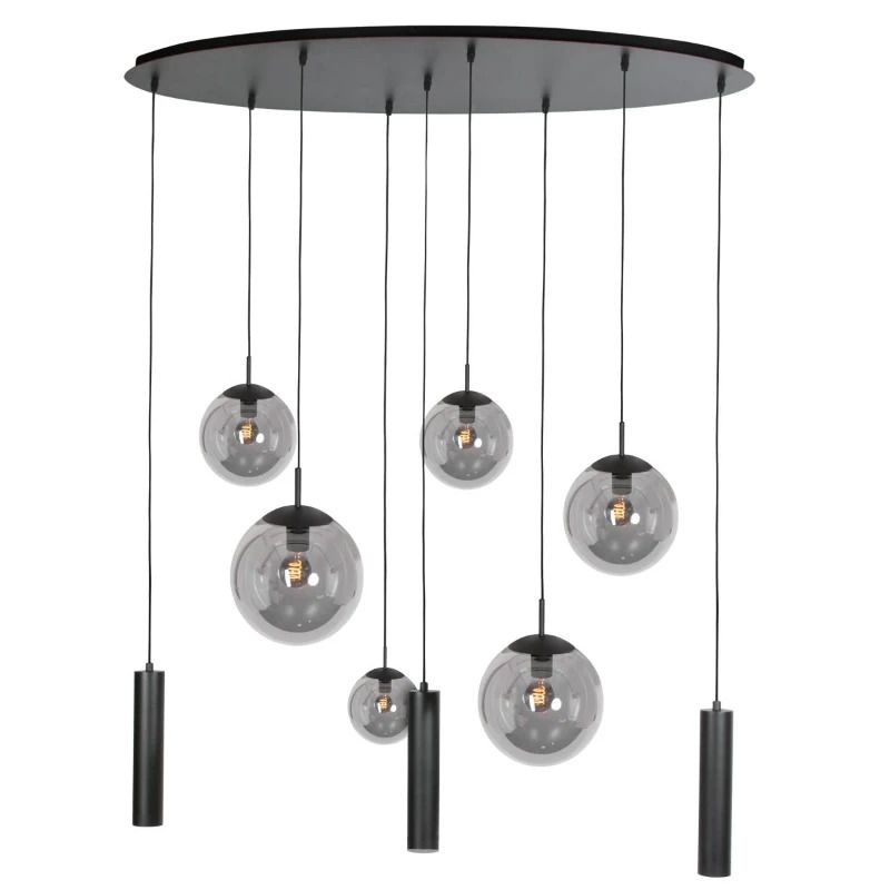 Steinhauer Bollique Hanglamp | 6x E27 + 3x GU10 | Dimbaar | Zwart