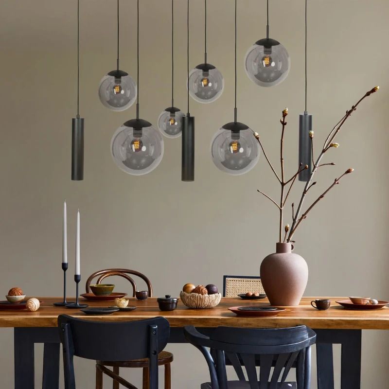 Steinhauer Bollique Hanglamp | 6x E27 + 3x GU10 | Dimbaar | Zwart