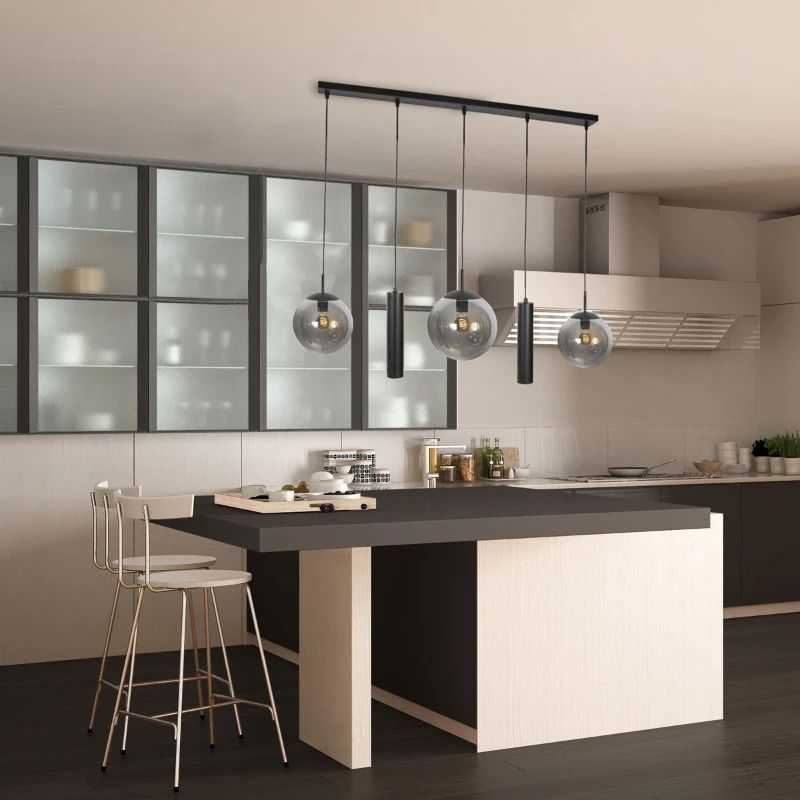 Steinhauer Bollique Hanglamp | 3x E27 + 2x GU10 | Dimbaar | Zwart