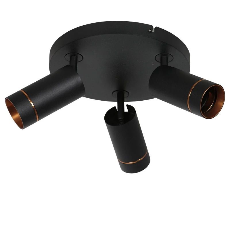 Steinhauer DownLume Ø30cm LED Plafondspot | 3x GU10 10W | Dimbaar | Goud/Zwart