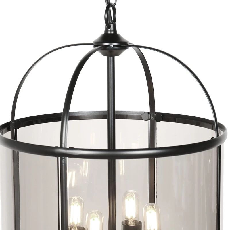 Steinhauer Pimpernel LED Hanglamp | 4x E14 40W | Dimbaar | Smoke glas/Zwart