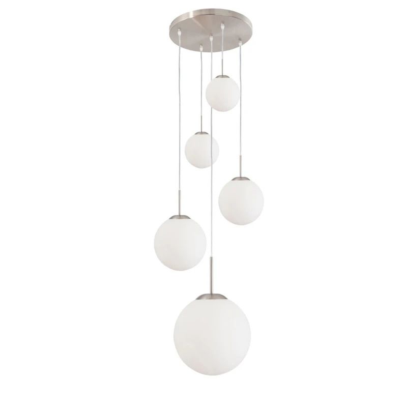 Steinhauer Bollique LED Hanglamp | 5x E27 40W | Dimbaar | Staal/Wit