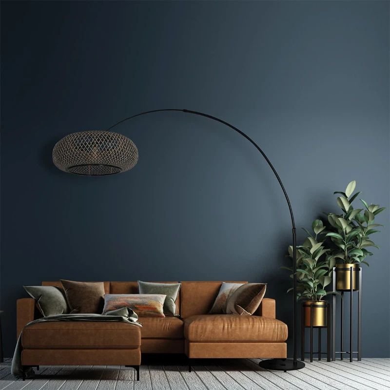 Steinhauer Maze-Natural LED Vloerlamp | 1x E27 40W | Dimbaar | Hout/Zwart