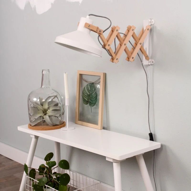 Anne Light Woody LED Schaarlamp | 1x E27 40W | Dimbaar | Hout/Wit