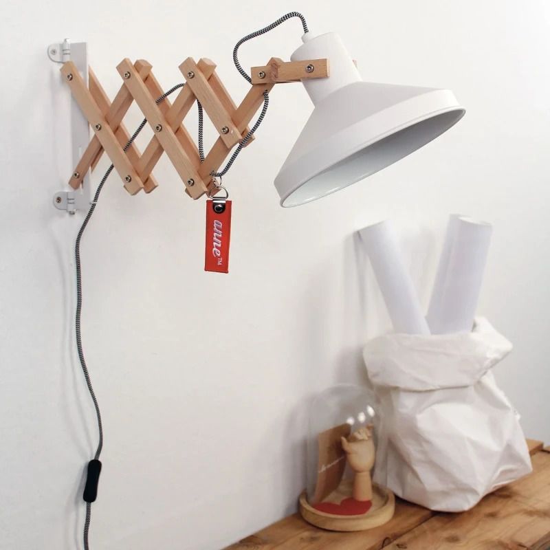 Anne Light Woody LED Schaarlamp | 1x E27 40W | Dimbaar | Hout/Wit