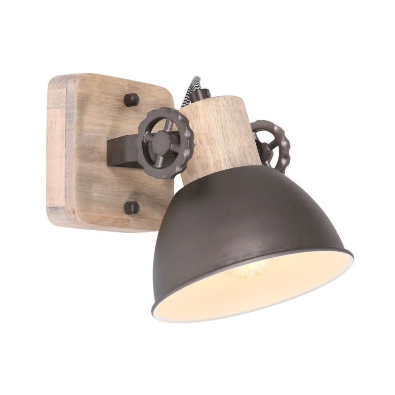 Mexlite Gearwood LED Plafondlamp | 1x E27 40W | Dimbaar | Hout/Zwart