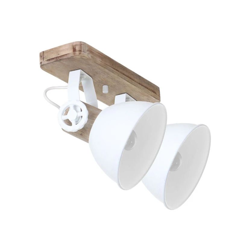 Mexlite Gearwood LED Plafondlamp | 2x E27 40W | Dimbaar | Hout/Wit