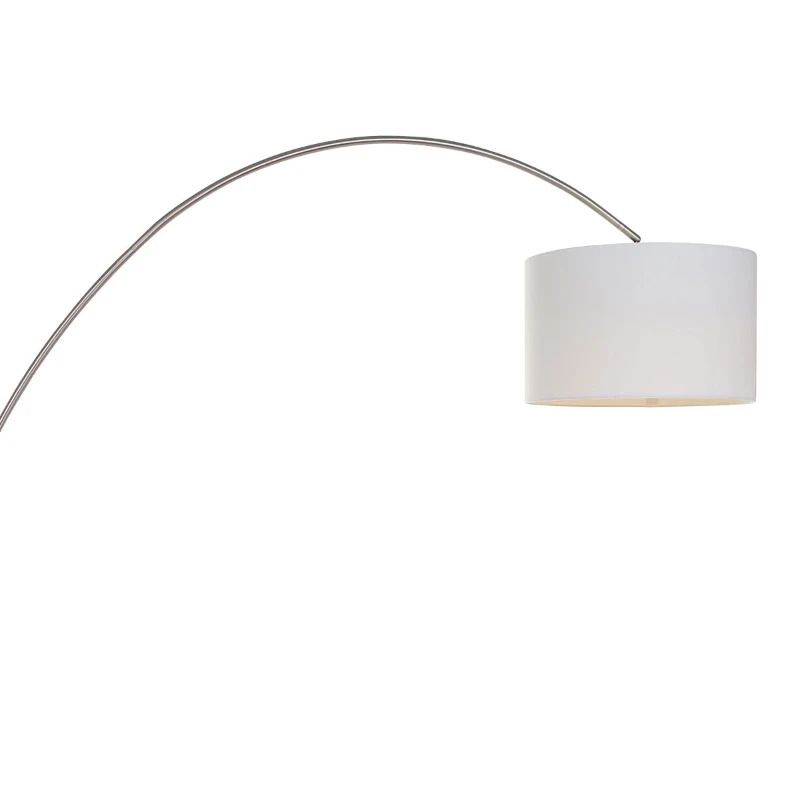 Mexlite Solva LED Staande Booglamp | 1x E27 40W | Dimbaar | Staal/Wit