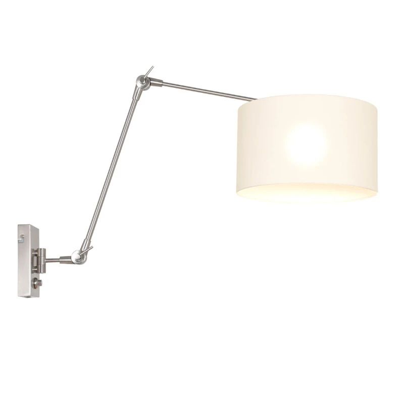 Steinhauer Prestige Chic LED Wandlamp | 1x E27 40W | Dimbaar | Staal/Wit/Zilver