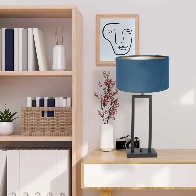 Steinhauer Stang LED Tafellamp | 1x E27 40W | Dimbaar | Blauw/Zwart