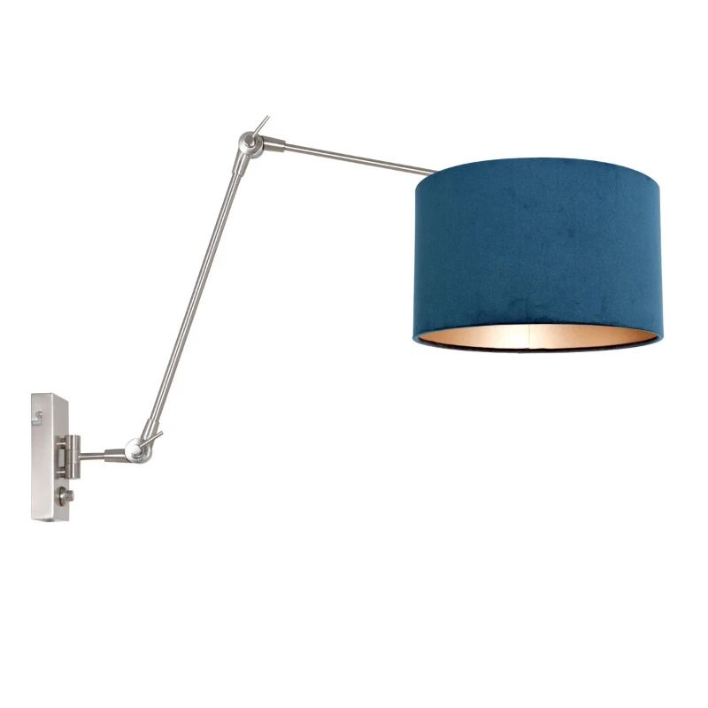 Steinhauer Prestige Chic LED Wandlamp | 1x E27 40W | Dimbaar | Blauw/Staal