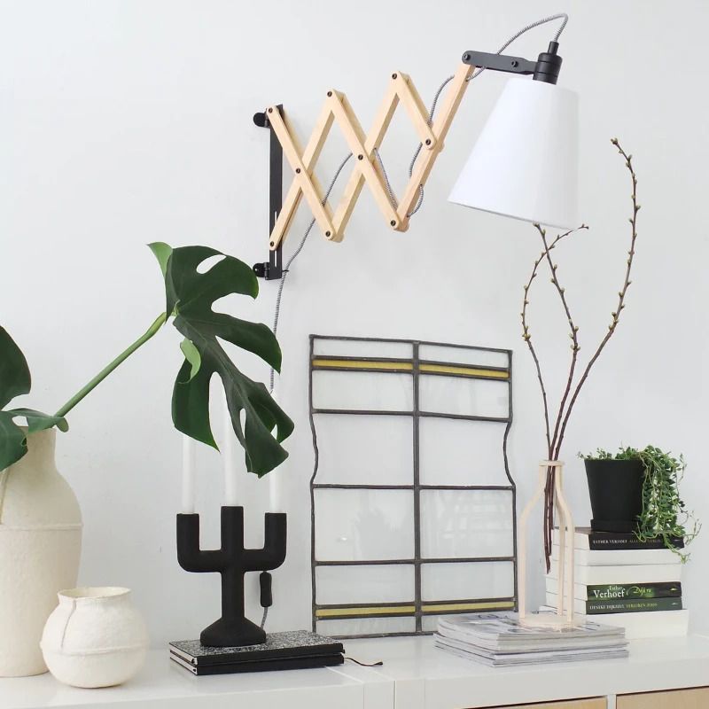 Mexlite Dion LED Wandlamp | 1x E14 40W | Dimbaar | Creme/Hout