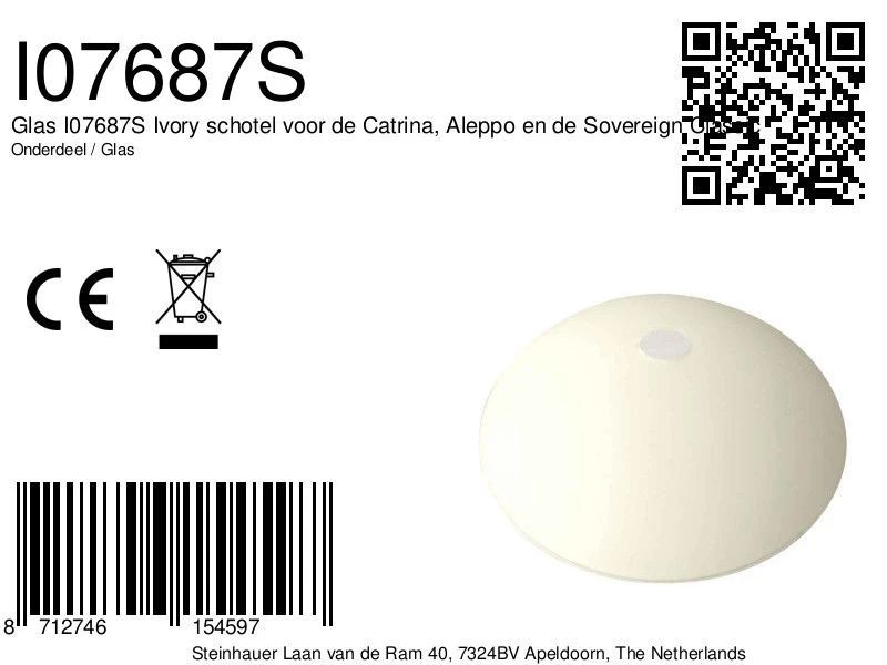 Steinhauer Onderdeel | Glas Ivory Schotel Voor De Catrina, Aleppo En De Sovereign Classic